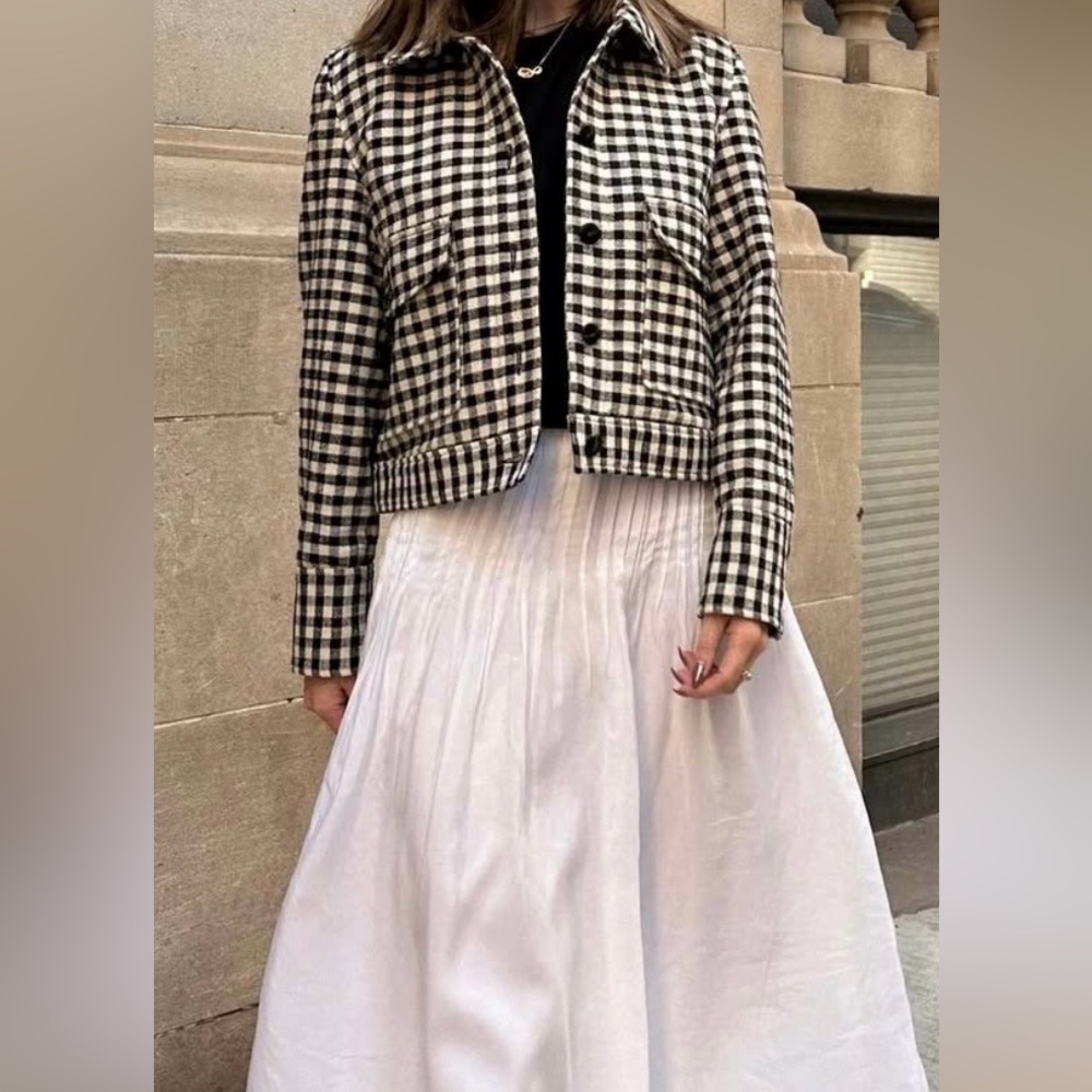 Talbots Black and White Plaid Blazer